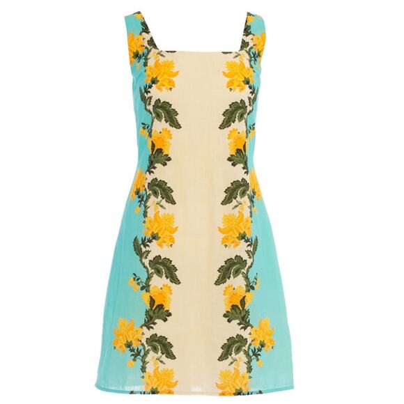 Anna Cate Dresses & Skirts - Anna Cate Zander Dress Aqua Floral Cotton Linen Mini Old Money Sleeveless Size M